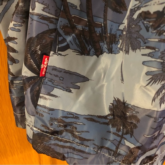 Levi's Men's Lightweight Hooded Popover Jacket, Light Blue Palm Print Size XXL - Picture 8 of 11